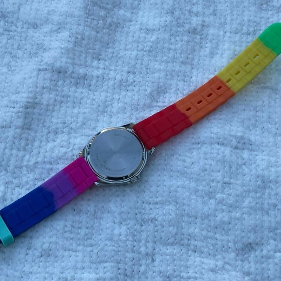 Accutime Watch Analog Multi Color Rubber Band Unisex Wrist Watch - Picture 8 of 9